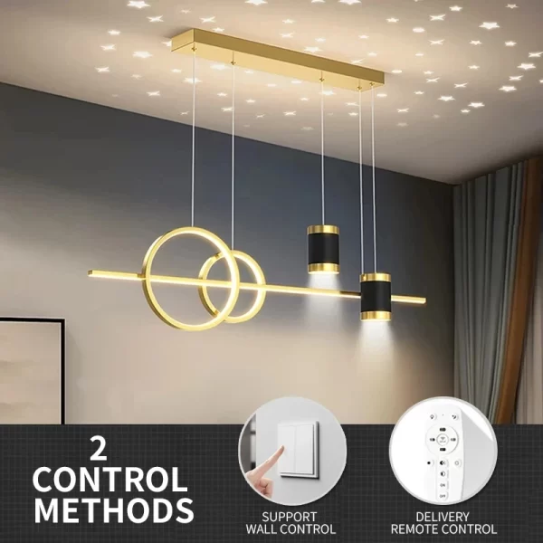Modern Dining Room LED Pendant Light with Remote Control Dimmable Dining Table Hanging Lamp 90-260v - Image 3