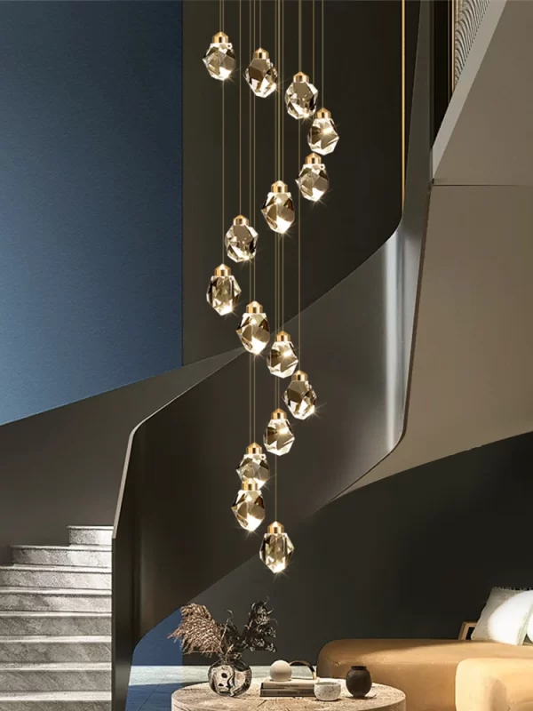 Nordic Crystal Chandelier Duplex Loft Hanging Lamps Staircase Suspended Pendant - Image 3
