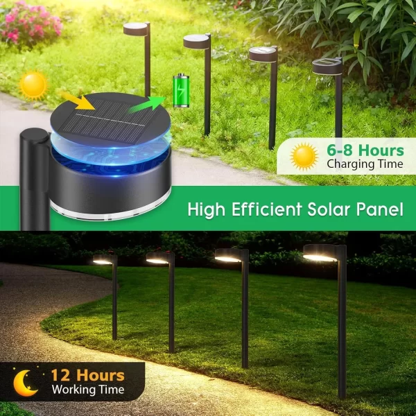 2/4/8 Pack Solar Pathway Bright 12 LED Solar Lights Outdoor for Yard - Image 2