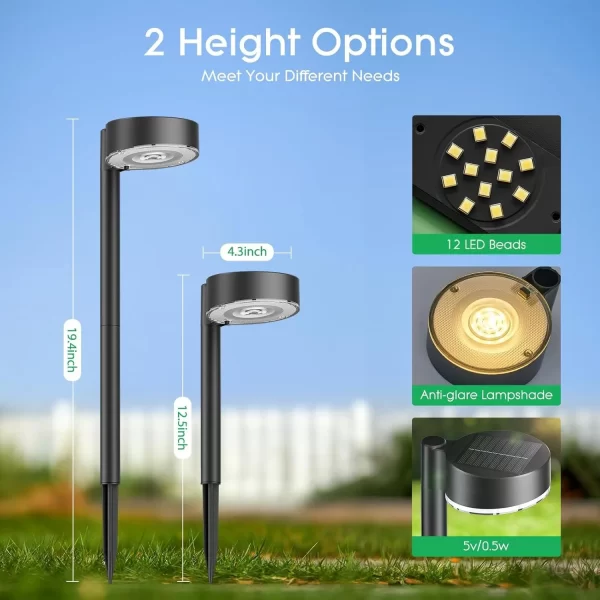 2/4/8 Pack Solar Pathway Bright 12 LED Solar Lights Outdoor for Yard - Image 3
