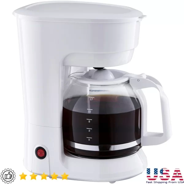 12 Cup Coffee Maker 1.8L Plastic Glass Auto Keep Warm Indicator Light Dishwasher Safe