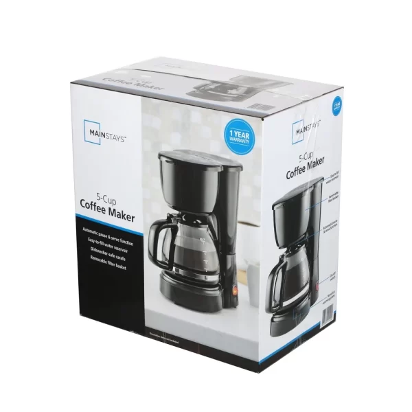 5-Cup Drip Coffee Maker Automatic Shut-Off Easy Operation Water Level Indicator Removable Filter - Image 3