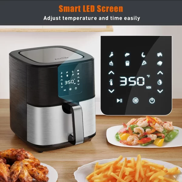 KitCook Large Air Fryer, 1500W 7QT Air Fryer Cooker, Adjustable Temperature 100-400°F, 8 Presets Menu, Digital Touch Screen - Image 4